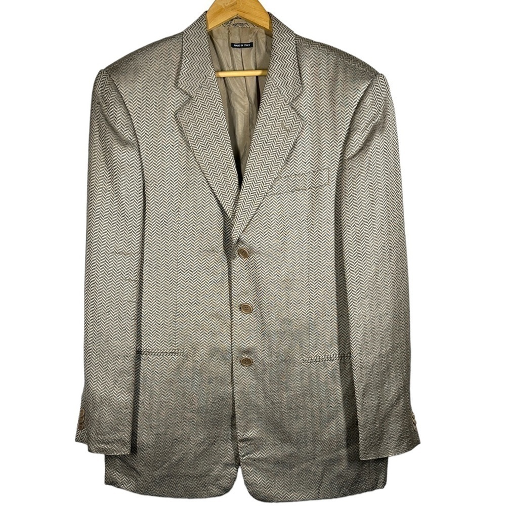 Giorgio Armani Borgo 21 Linen Blend Sport Coat Blazer in Tan Size 52R